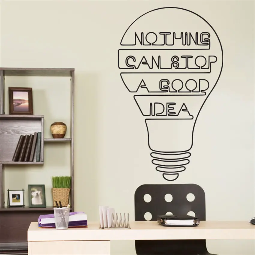 

Lightbulb Word Motivation Wall Sticker Art Sticker Inspirational Study Room Good Idea Wall Decal Home Decor Wall Sticker D523