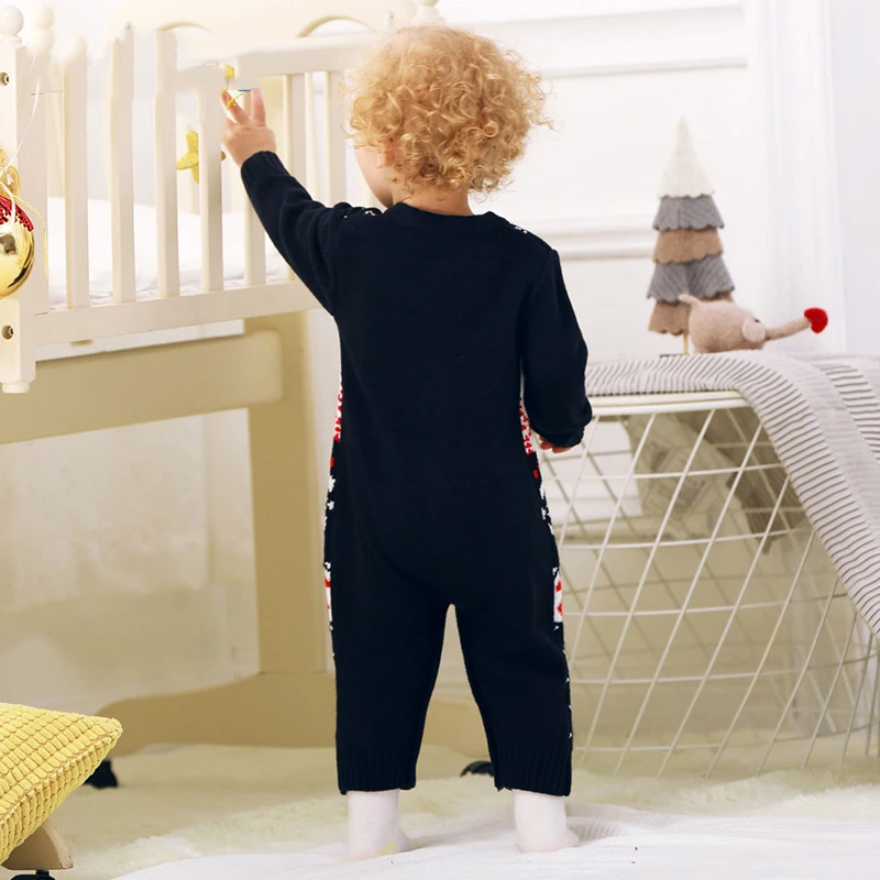 Зимний комбинезон для новорожденных теплый трикотажный свитер с длинными