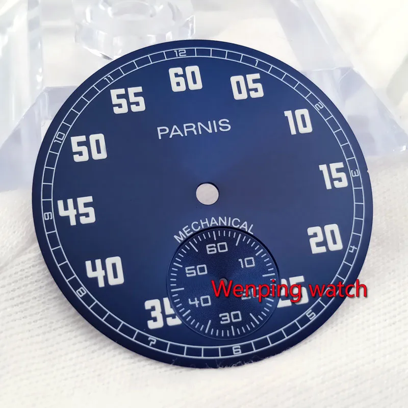 Циферблат для часов parnis 38 9 мм синий и черный циферблат 6498 чехол seagull светящиеся