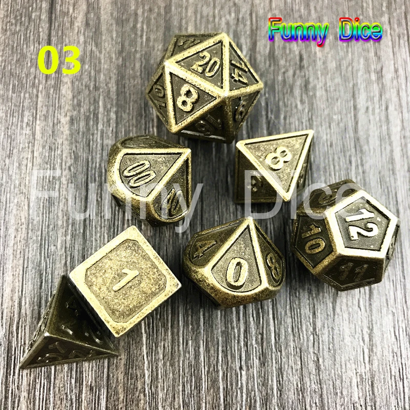 Высокое качество 2017 горячие металлические кости 7 набор D4 D6 D8 D10 D % D12 D20 для