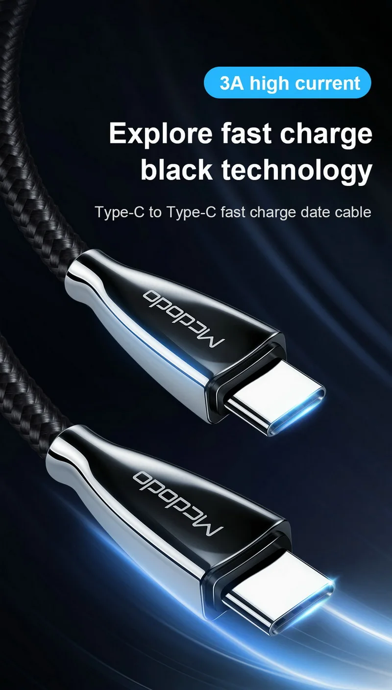 MCDODO 60 Вт PD Быстрая зарядка 3A usb type C кабель для USB C кабель для samsung S10 Xiaomi Mi 9 Oneplus 6t зарядное устройство type-C кабель USB-C