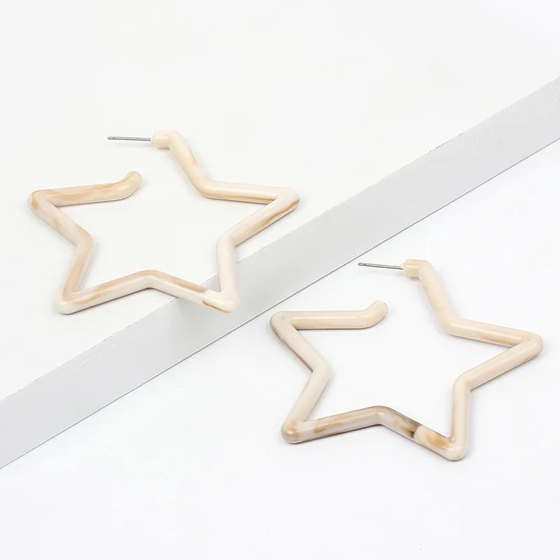 Простые корейские Полые Акриловые серьги с уксусной кислотой и большой звездой