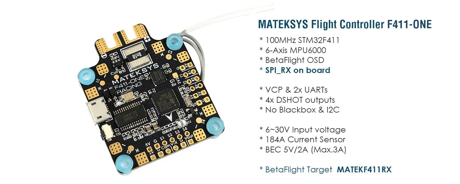 Matek System F411-One F411 F4 Flight Controller 30.5*30.5mm BetaFlight OSD 5V BEC Current Sensor For RC Models Multicopter | Игрушки и