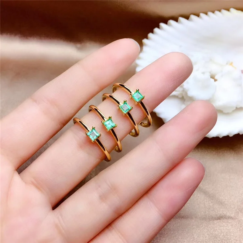 Женские кольца PROCOGEM из серебра 925 пробы с натуральным изумрудом|Кольца| |
