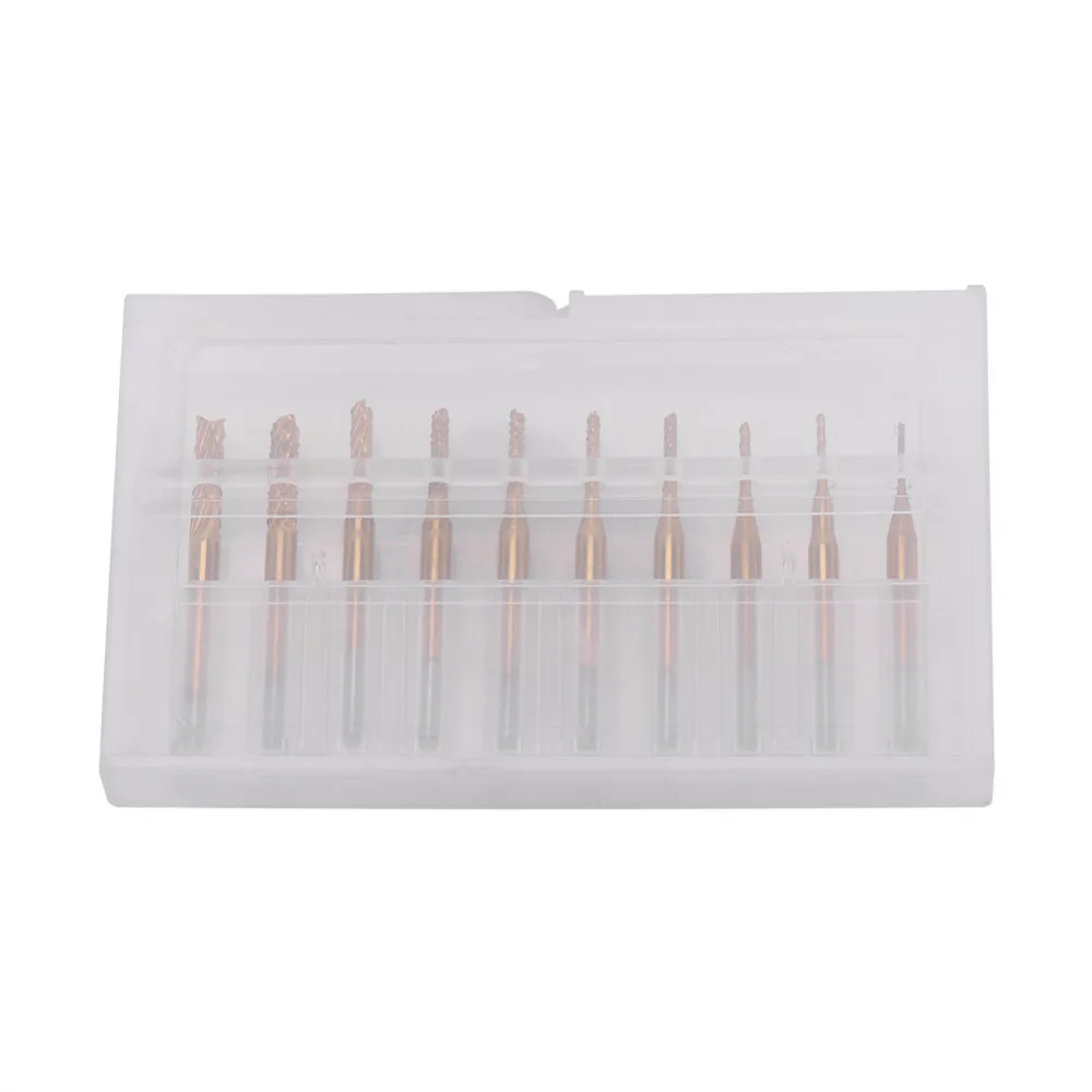 10 шт./компл. фреза с титановым покрытием хвостовик 1/8 дюйма 37 мм карбидная