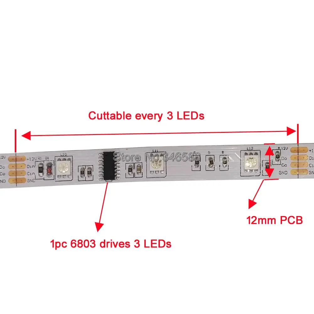 IP20 неводостойкая Светодиодная лента RGB 5 м 12 В 6803 IC цвета мечты 30 светодиодов/М 5050