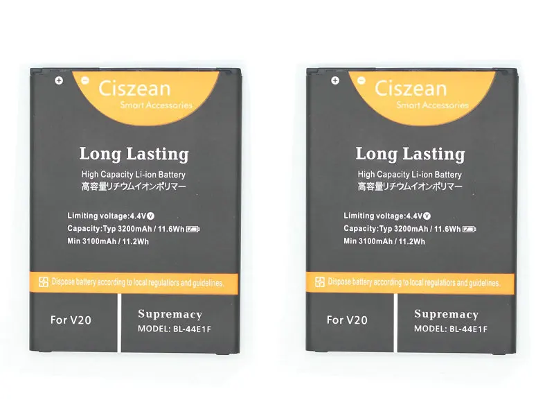Ciszean 2x3200mAh BL 44E1F / BL44E1F 3.85VDC Сменный аккумулятор для LG V20 H910 H918 VS995 LS997 H990 F800