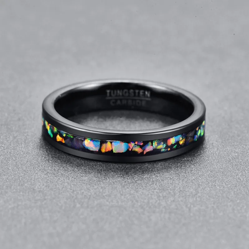 

Personality men' s Finger Rings in black inlaid opal tungsten ring size 7-12 vintage Jewelry Gift Handmade rings on sale