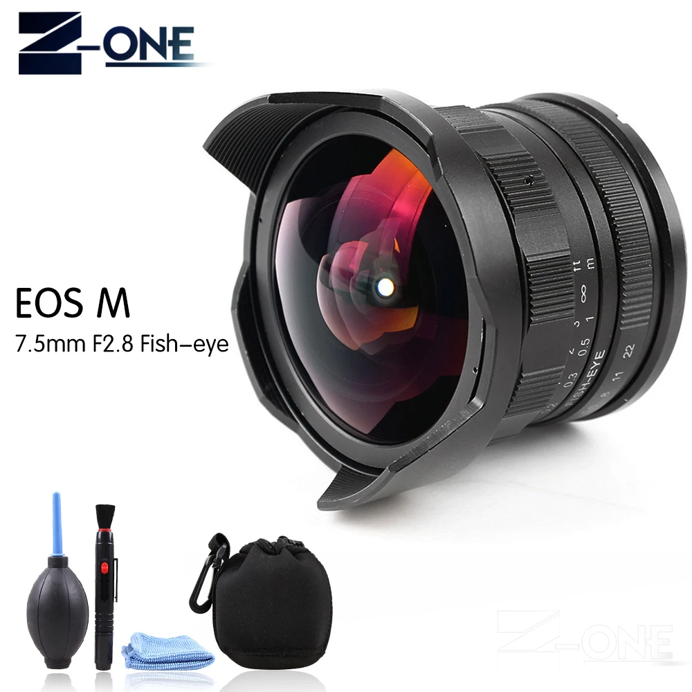 Ручная линза рыбий глаз для Canon EOS M M1 M2 M3 M5 M6 M10 M50 M100 новая камеры 7 5 мм F2.8 объектив