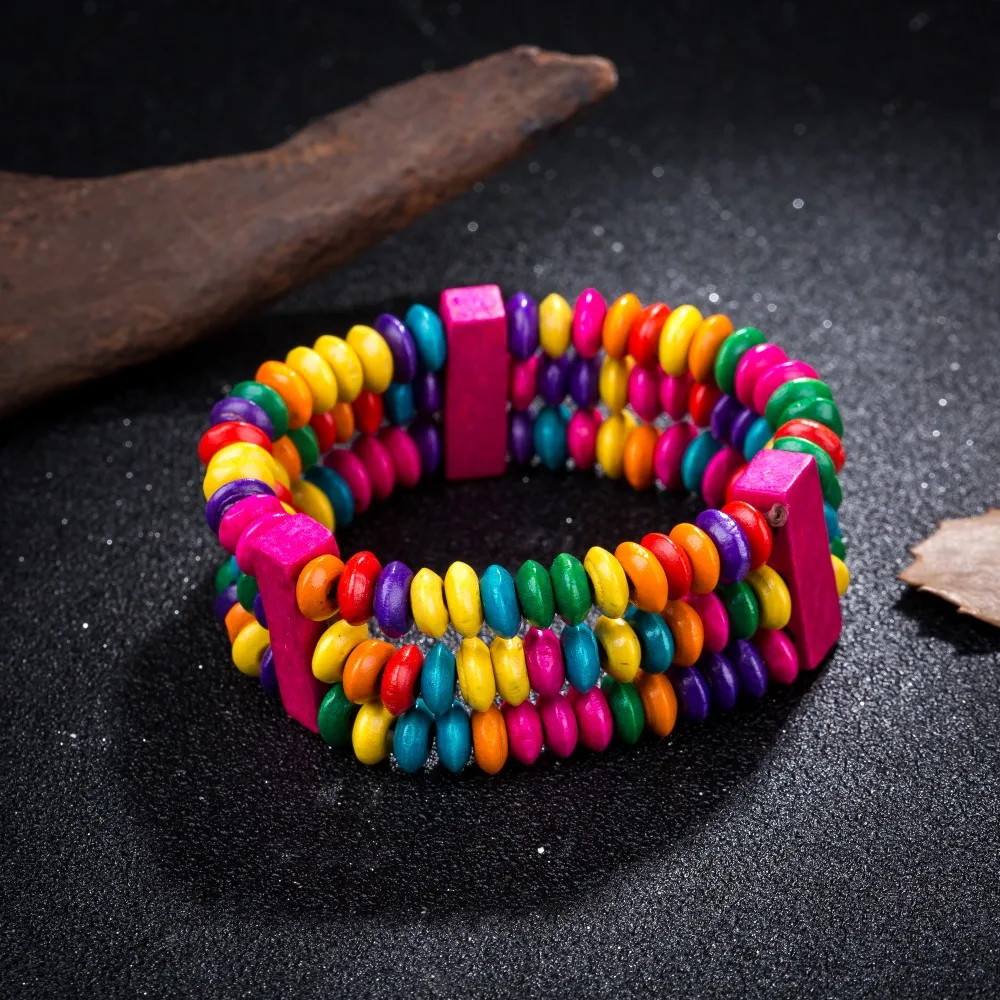 Этнические браслеты ручной работы с разноцветными бусинами модель 2018 года