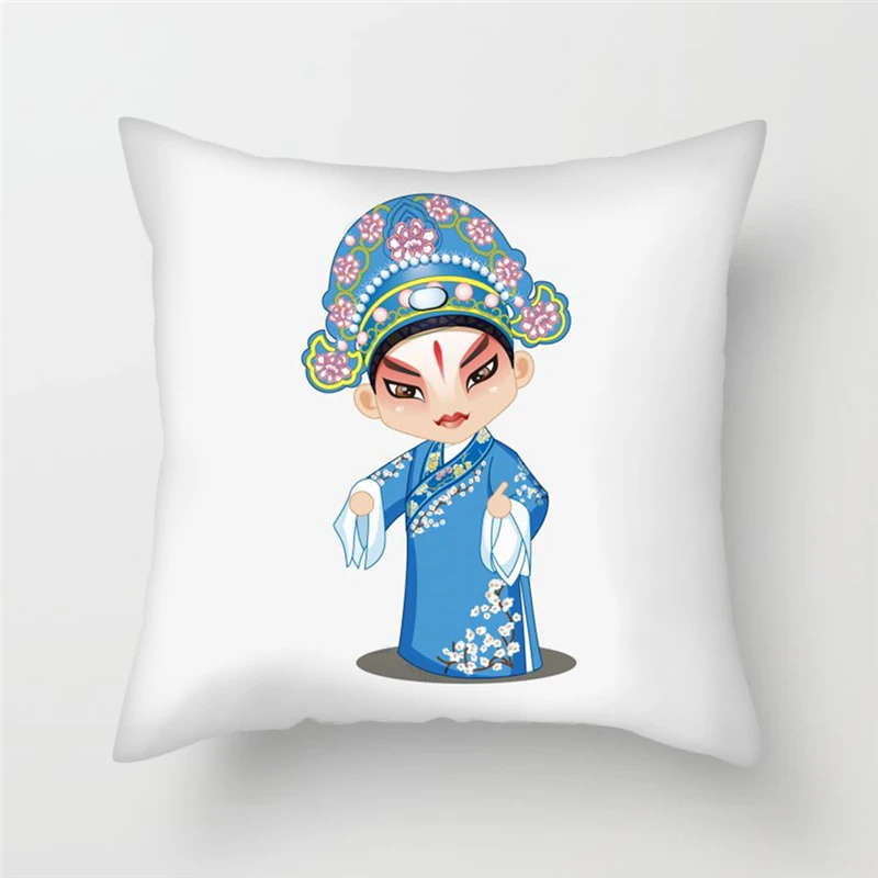

Fuwatacchi Portrait Cushion Cover Peking Opera Pillows Covers for Home Sofa Chair Decorative Beijing Opera Pillowcases New 2019