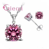 big promotion 925 sterling silver female necklace pendantstud earrings brand jewelry sets for women engagement bijoux