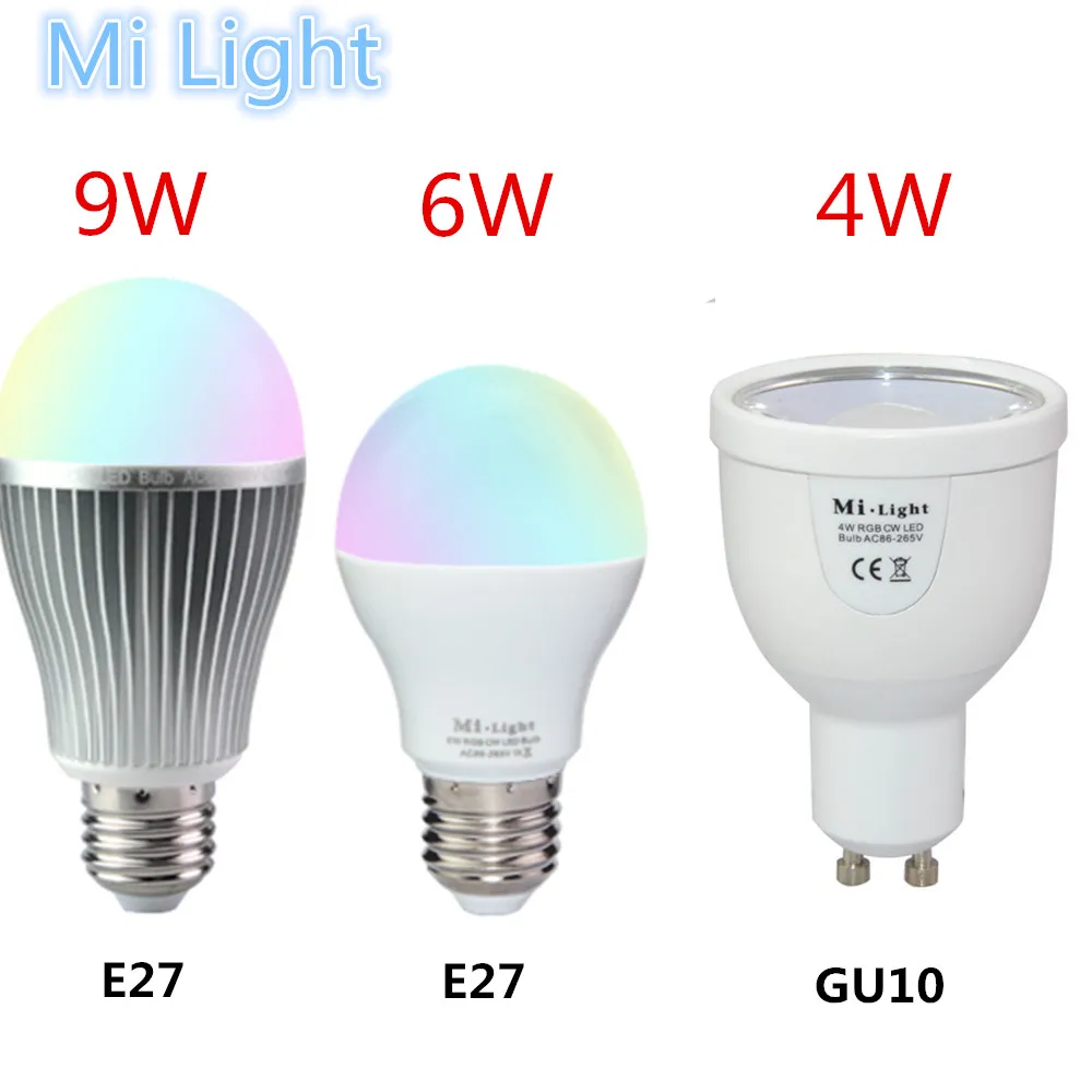Mi Light Dimmable 110 V/220 V CW/WW/RGBW/RGBWW E27 E14 GU10 4 Вт 5 Вт 6 Вт 8 Вт 9 Вт умный светодиодный светодиодные лампы освещения