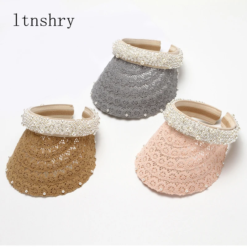 Женская пляжная шляпа с жемчужным козырьком лето 2019|Женские пляжные шляпы| |