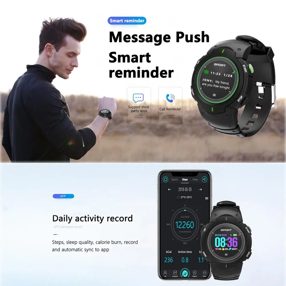 Bluetooth Smart Watch IP68 Водонепроницаемый трекер активности № 1 F13 Smartwatch сердечного ритма