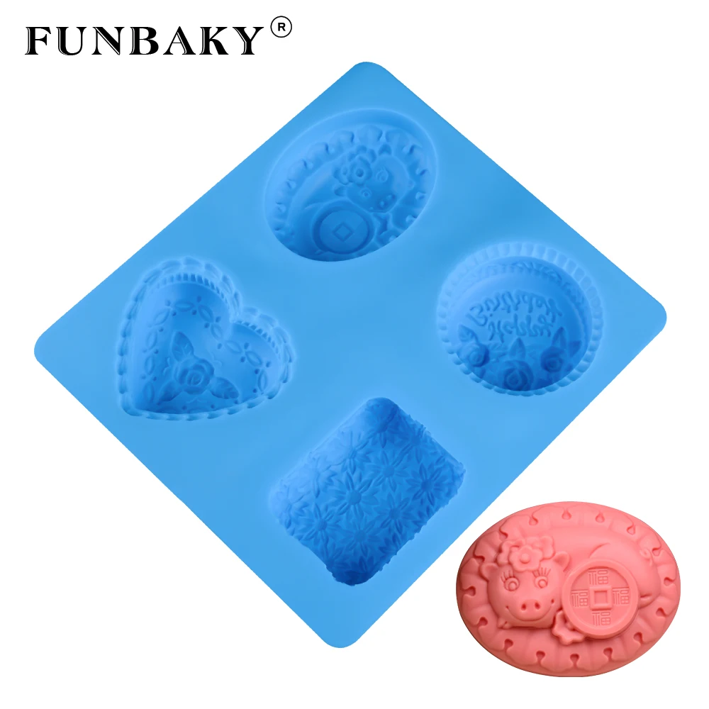 

FUNBAKY 3D Round Heart Silicone Molds Cake Decorating Tools Bakeware Tools Baking Flower Rose Shape Wedding Form