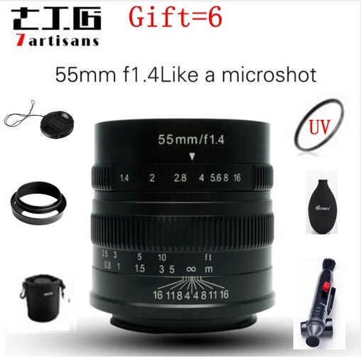 7 ремесленников 55 мм F1.4 M43 Prime Lens to One Series для sony E Mount для Canon EOS-M Крепление камеры A6000 A6300 A6500 M1 M2 M5 M6