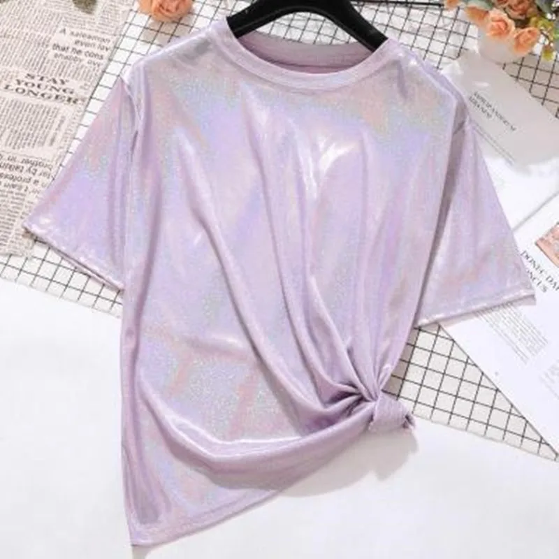 MSSNNF спортивная мода Blingbling Sugar блестящая белая футболка с короткими рукавами