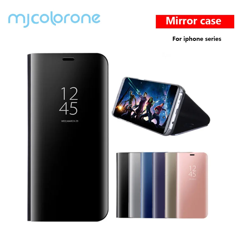 Зеркало моды чехол для iPhone X 8 плюс 7 6 6S кожа Clear View откидная крышка Подставка 7|mirror