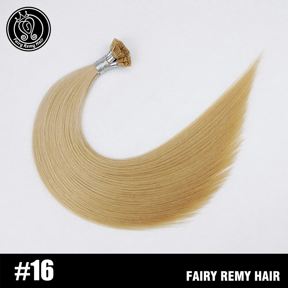 #16 Сказочные волосы remy 0,8 г/локон 16 дюймов Натуральные Человеческие волосы Remy с плоским кончиком для наращивания шелковистые прямые темно-коричневые Предварительно Связанные кератиновые волосы - Цвет: #16