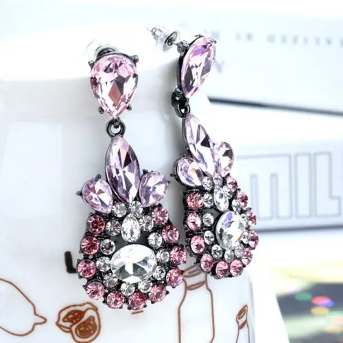 Модные роскошные свадебные Хрустальный цветок капли воды себе Серьги стержня