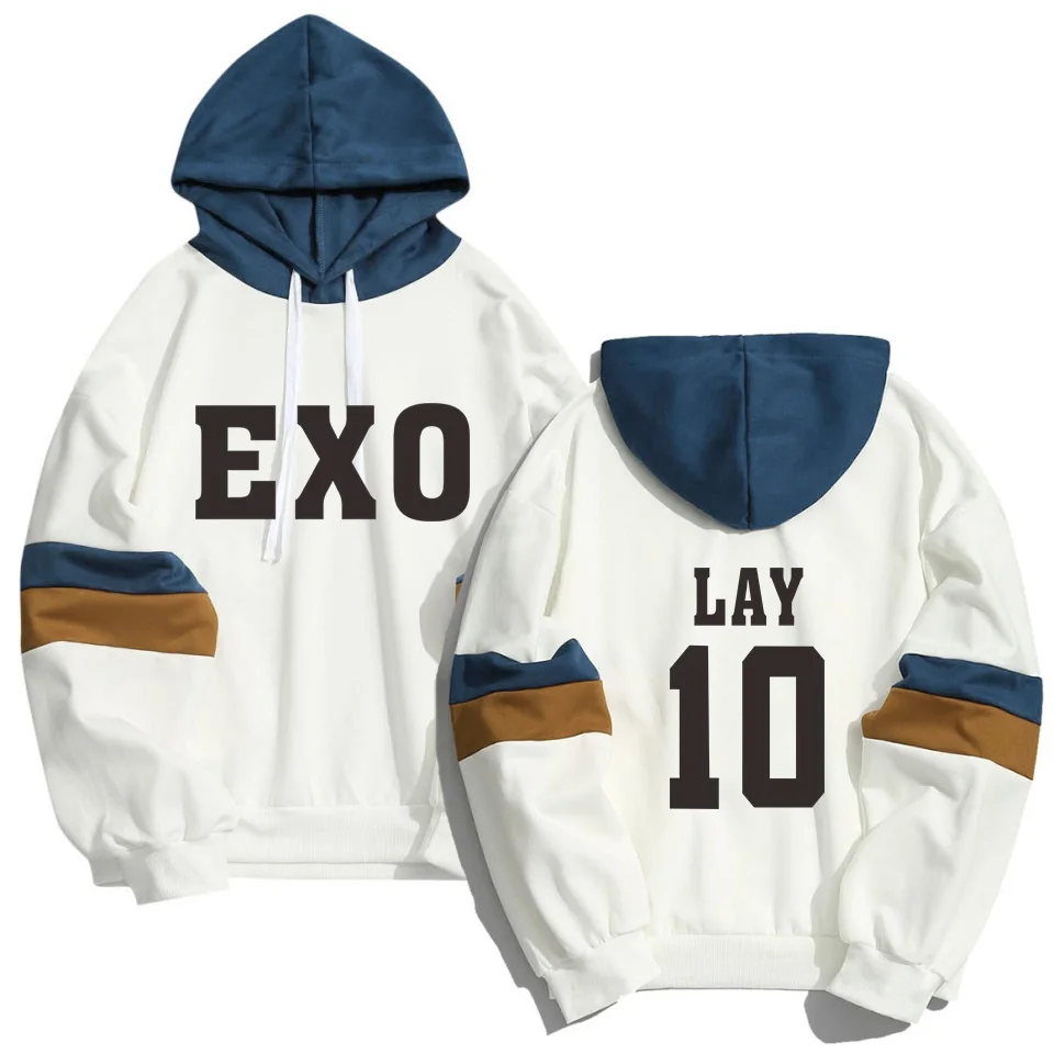 Kpop EXO толстовки Толстовка мужская женская уличная Лоскутная K-pop девушка XIUMIN LUHAN CHANYEOL унисекс пуловер Одежда