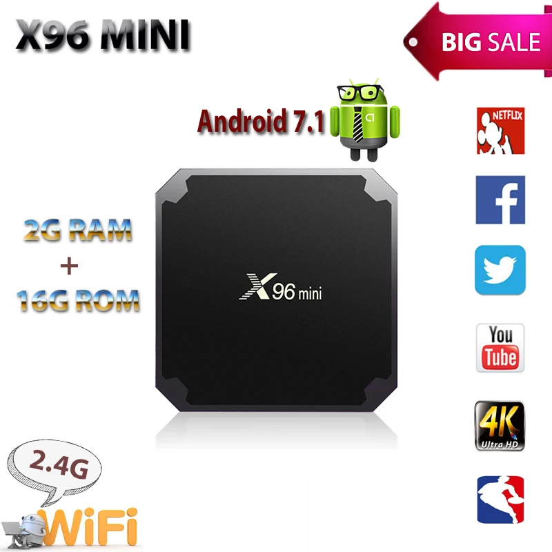 X96 Мини ТВ приставка на базе Android Amlogic S905W 4 ядра 1/2 ГБ Оперативная память 8/16 GB
