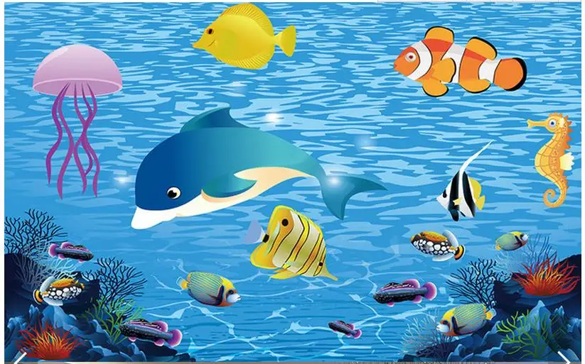 Индивидуальные фото обои 3d настенные фрески морская рыба Медузы ручная роспись