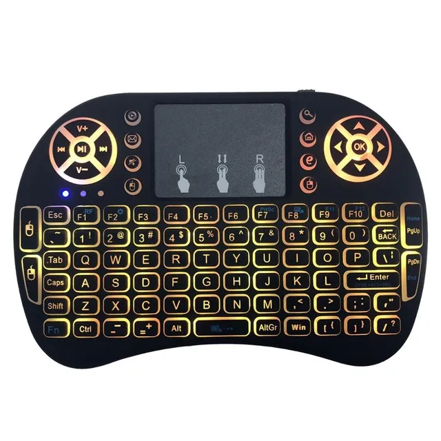 Jelly Comb 2.4G Wireless Mini Keyboard Russian 7color Backlit Keyboard Fly Air Mouse with Touchpad Remote Control Android TV Box 4