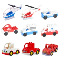 aircraft fire helicopter big building block car accessory education toy for children boy gift compatible big size brick traffic