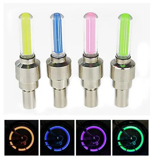 

4x bike lights mountain road bike bicycle lights LEDS Tyre Tire Valve Caps Wheel spokes LED Light 7 color auto lamp lamps BL03