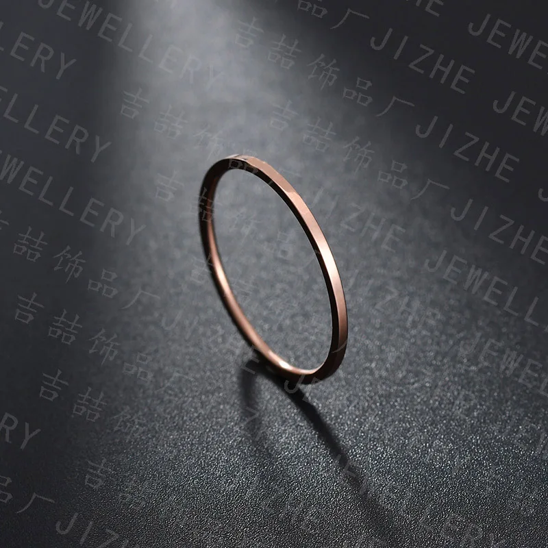 Rose gold 1 мм изысканное ультра-тонкое серебряное обручальное кольцо для пары из нержавеющей стали простое модное кольцо с хвостом розовое золото Женское Обручальное Кольцо - Цвет основного камня: Rose gold