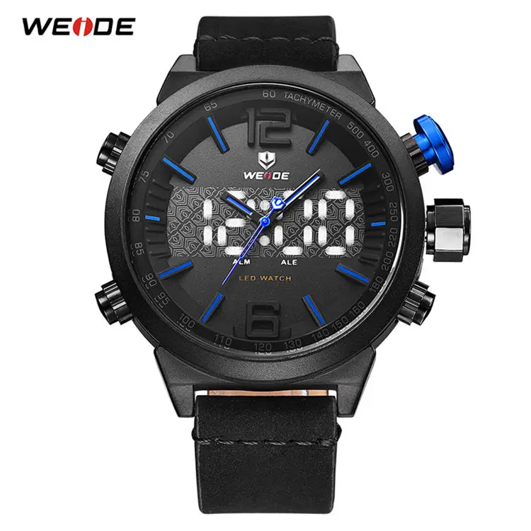 WH6101B-3C WEIDE мужские спортивные брендовые цифровые авто часы с будильником, кожаный ремешок, задний светильник, кварцевые часы с несколькими часовыми поясами, наручные часы, мужские часы - Цвет: WH6101B-3C