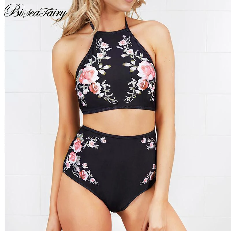 Biseafairy бикини с высокой горловиной женские купальники талией купальник 2019 ретро