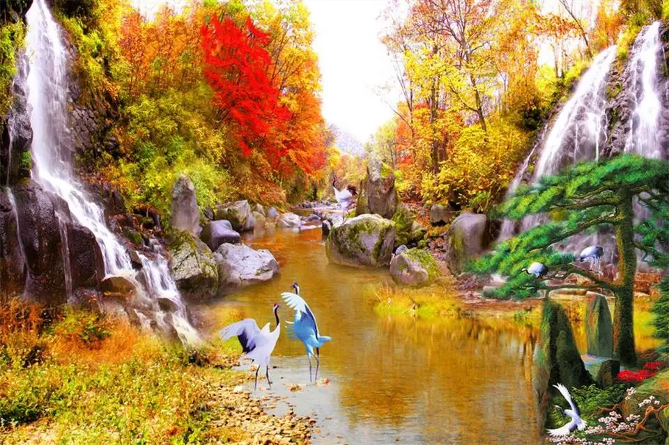 3D комната обои на заказ Фреска hd качество для домашнего декора фото лес водопад