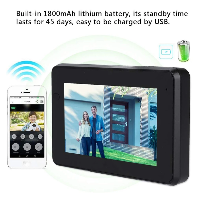 Wifi смарт электронный кошачий глаз видео дверной звонок Pir Обнаружение движения/инфракрасное ночное видение/мобильный удаленный мониторинг/опционально мульт