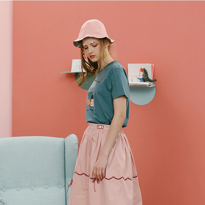 Летняя Новинка 2017 женская футболка с мультяшным принтом топы хлопковая коротким