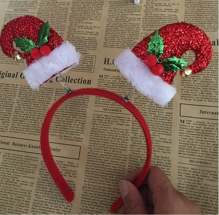 

Christmas Lovely Santa Shakable Hat Hairbands Holiday Decoration Makeup Dress Props