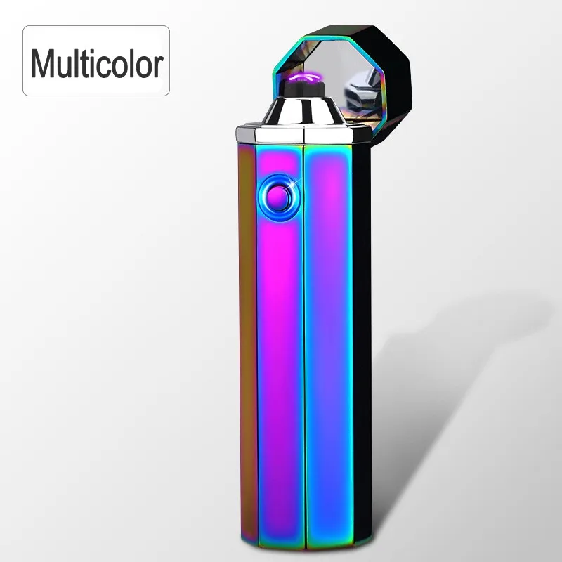Multicolor Новинка 360 градусов зажигание двойная дуга плазменная зажигалка электрическая USB Зажигалка двойная дуга перезаряжаемая сигарета зажигалка подарок - Цвет: Multicolor