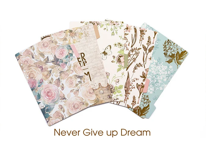 Never Give Up Dream 5 шт./компл. с отрывными листами индекс страниц Бумага разделитель для спиральных Тетрадь 6 отверстиями A5 A6 планировщик Тетрадь аксессуары - Цвет: Never Give Up Dream
