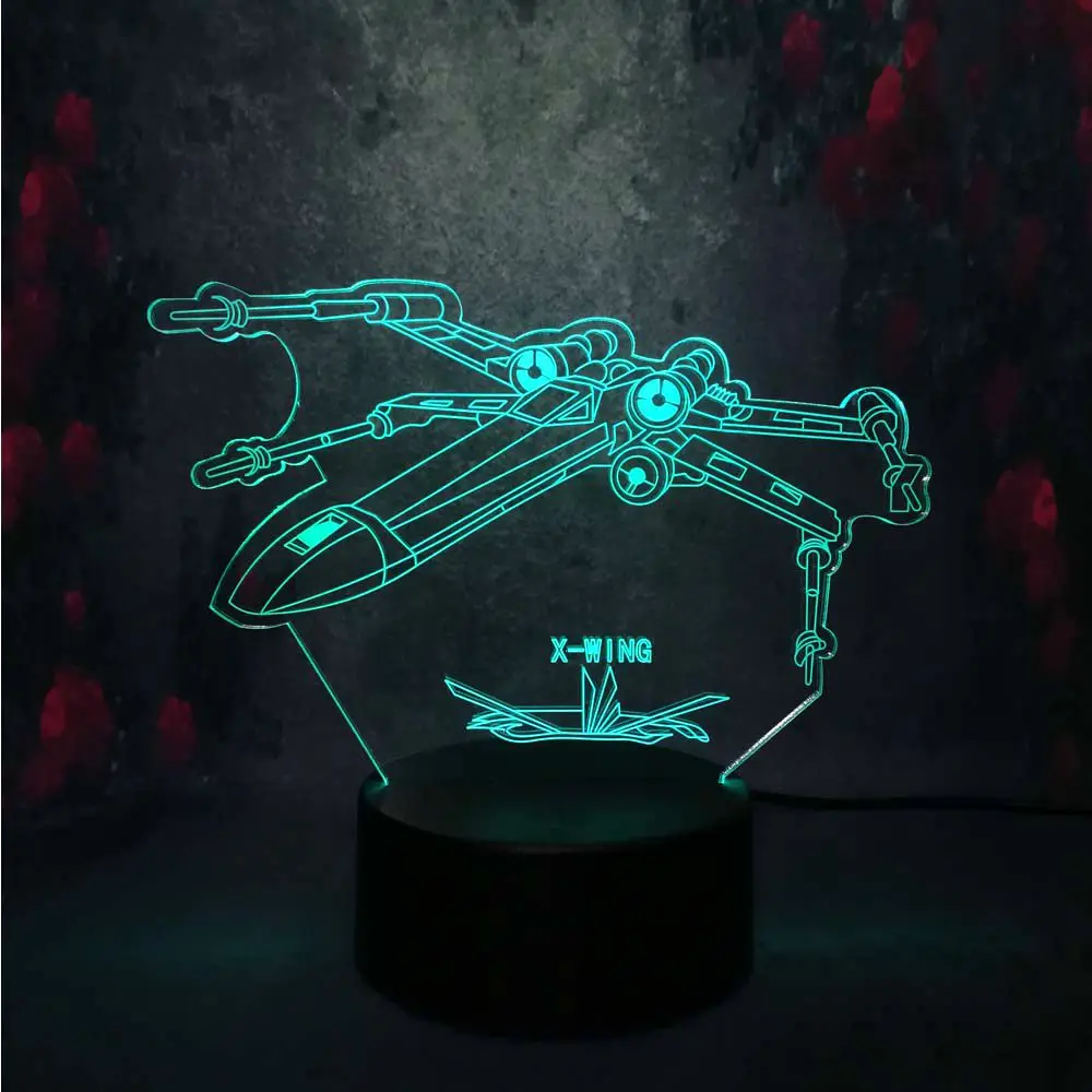 X-WING creative Star Wars Plane Model Night Light Military acting Apply Machine 3D LED USB Charge Bulb Table Lamp Bedroom | Лампы и