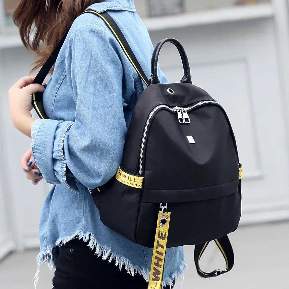 Vento Marea для женщин нейлон печати Черный рюкзак Bolsa Feminina сумка девушек водостойкие