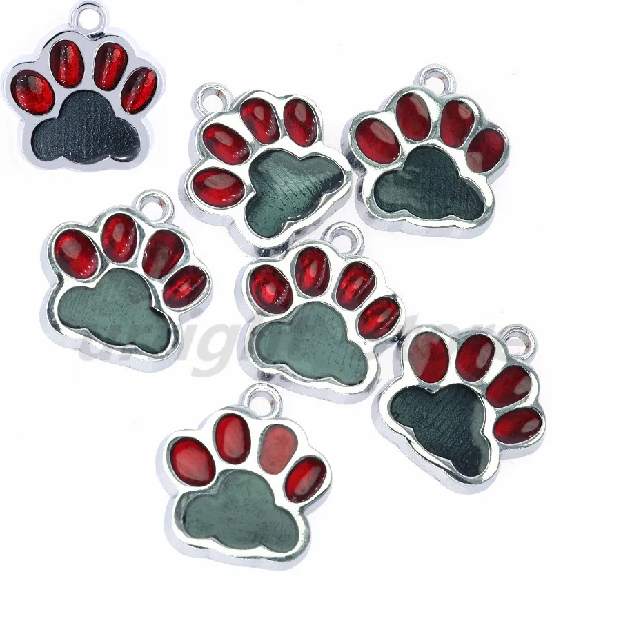 10pcs Enamel Bling Cat Dog/Bear Paw footprint Hang charm fit Rotating Lobster Clasp Key Chain rings bag Jewelry Making HC503 - купить по