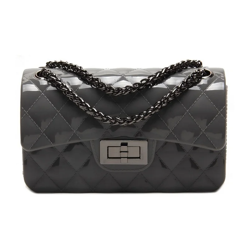 Летняя женская мини сумка из силикагеля с цепочкой бриллиантами плетеная