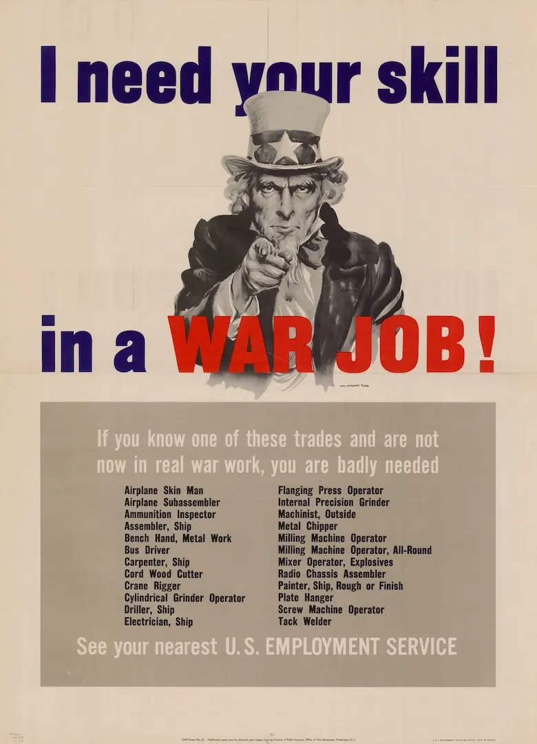 Винтажный пропагандистский постер США WW2 мы не можем победить без женщин