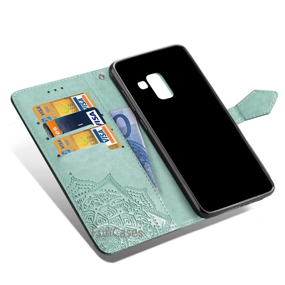 Кожаный флип-чехол для Samsung Galaxy A8 2018 Мягкий Силиконовый Футляр карт кошелек