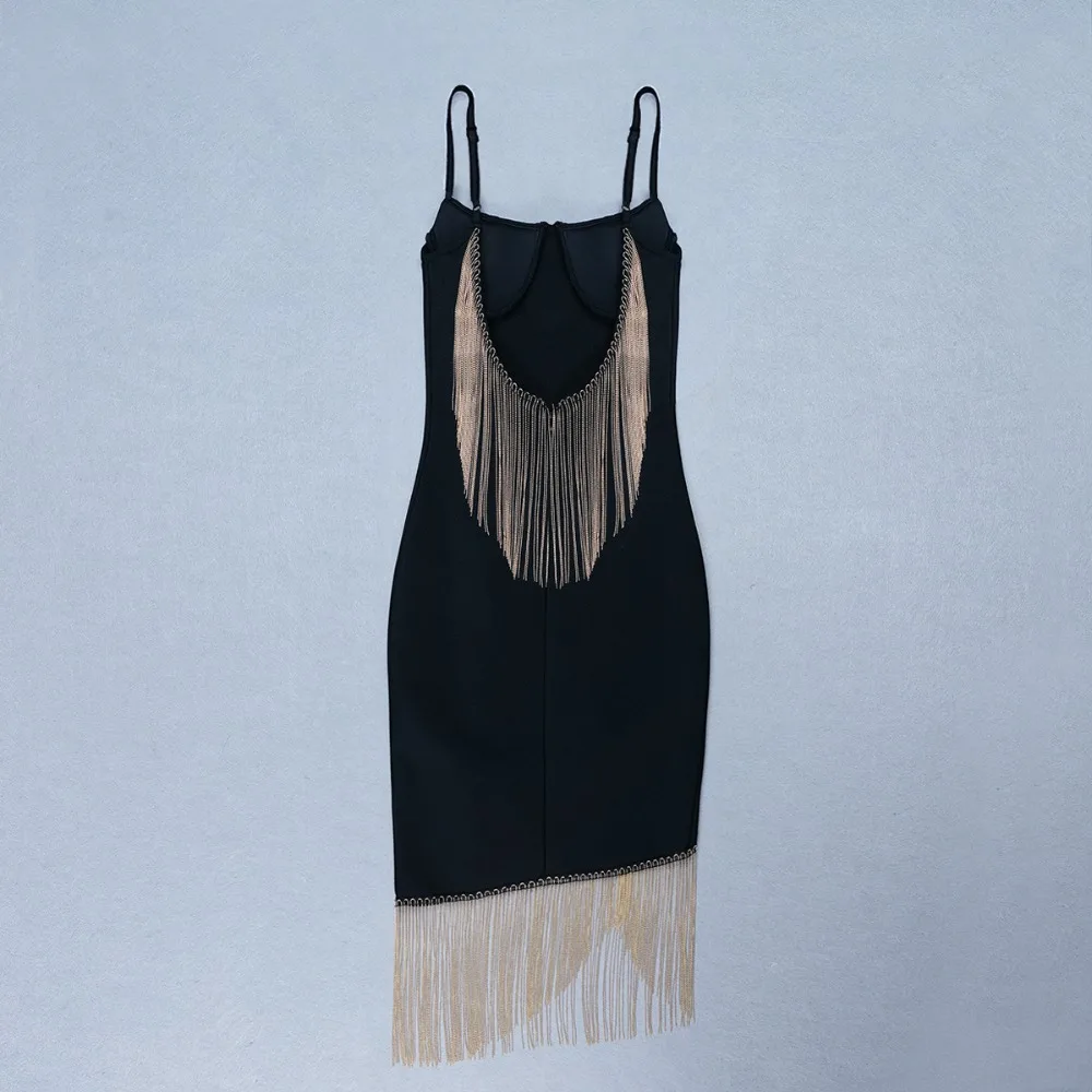 

Elegant 2019 newest Women black v neck spaghetti strap sleeveless celebrity party Bodycon bandage dress dropshipping