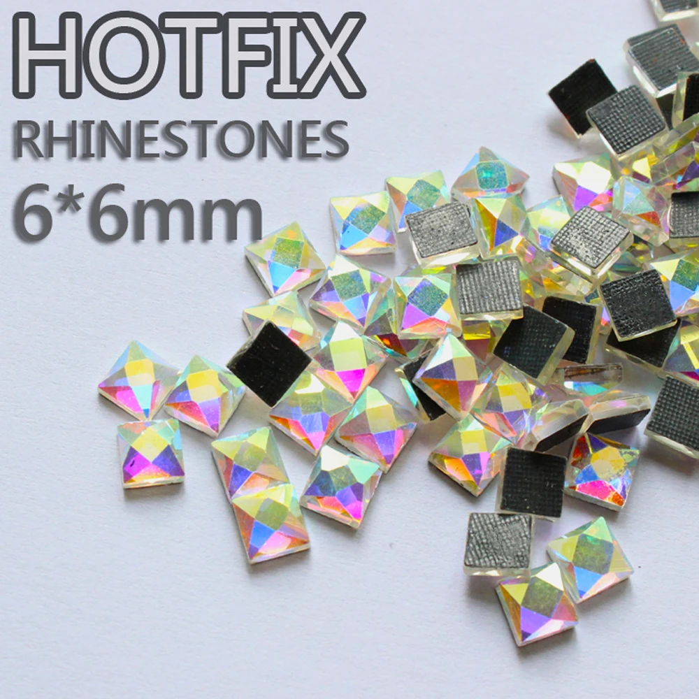 Новые стеклянные стразы beads130шт 6*6 мм квадратные кристаллические DMC клей для