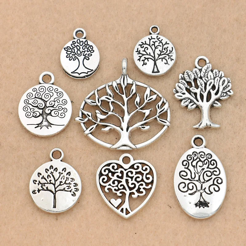 

Mix Tibetan Silver Plated Tree of Life Charm Pendants for Jewelry Making Bracelet Accessories Diy Jewelry Findings 8Styles