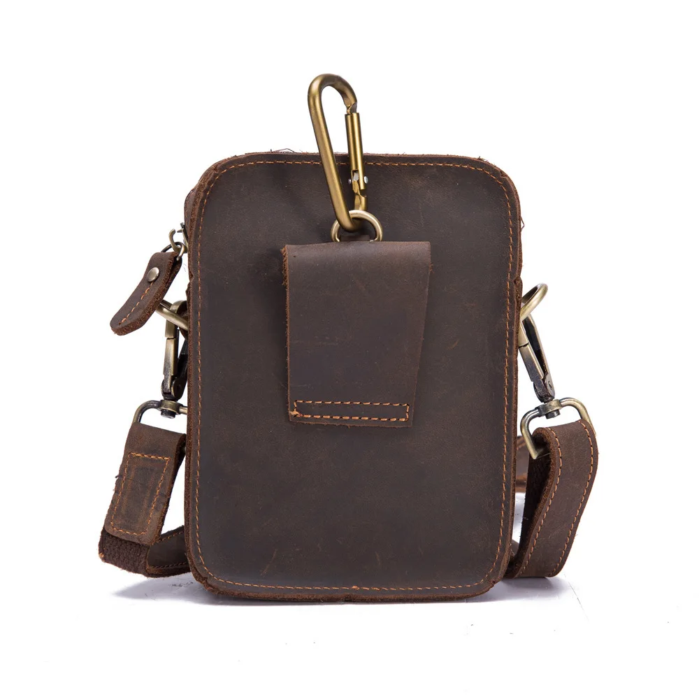 Мужская винтажная поясная сумка из натуральной кожи для путешествий с петлями